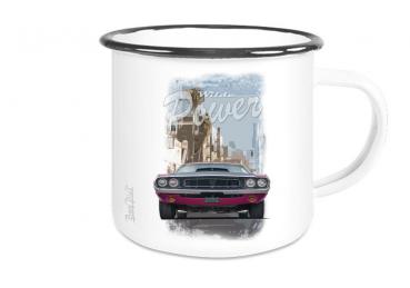 Emailletasse mit Motiv von Challenger & Charger ETaCh4