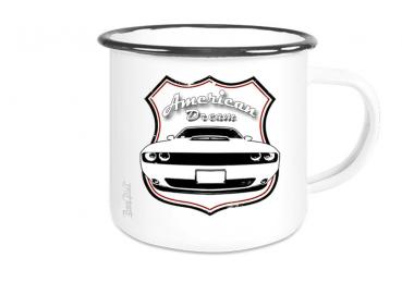 Emailletasse mit Motiv von Challenger & Charger ETaCh7