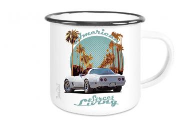 Emaille Tasse / Becher mit Motiv von Corvette ETaCo14