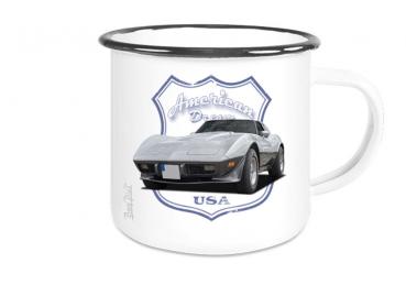 Emaille Tasse / Becher mit Motiv von Corvette ETaCo2