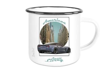 Emaille Tasse / Becher mit Motiv von Corvette ETaCo24