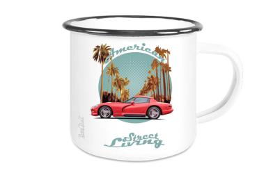 Emaille Tasse / Becher mit Motiv von Corvette ETaCo26