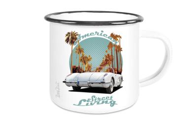 Emaille Tasse / Becher mit Motiv von Corvette ETaCo32
