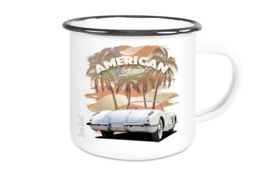 Emaille Tasse / Becher mit Motiv von Corvette ETaCo33