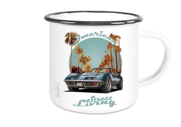Emaille Tasse / Becher mit Motiv von Corvette ETaCo35