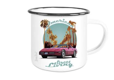 Emaille Tasse / Becher mit Motiv von Corvette ETaCo37