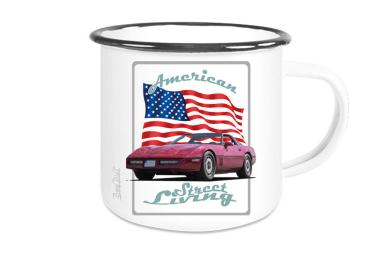 Emaille Tasse / Becher mit Motiv von Corvette ETaCo38