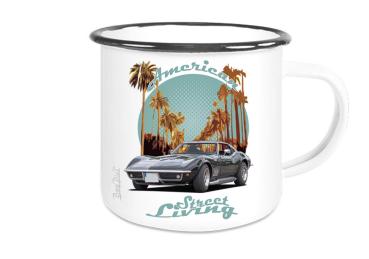 Emaille Tasse / Becher mit Motiv von Corvette ETaCo40