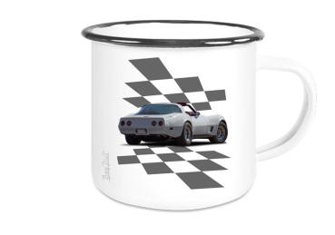 Emaille Tasse / Becher mit Motiv von Corvette ETaCo46