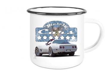 Emaille Tasse / Becher mit Motiv von Corvette ETaCo5
