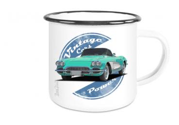 Emaille Tasse / Becher mit Motiv von Corvette ETaCo6