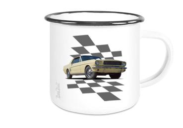 Emaille Tasse / Becher mit Motiv von Mustang ETaMu21