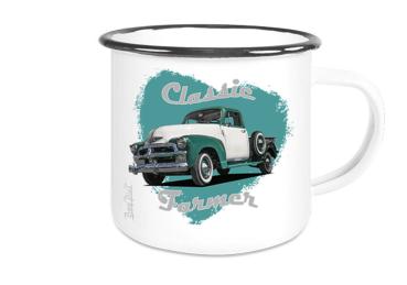 Emaille Tasse / Becher mit Motiv von Pickup ETaPu2