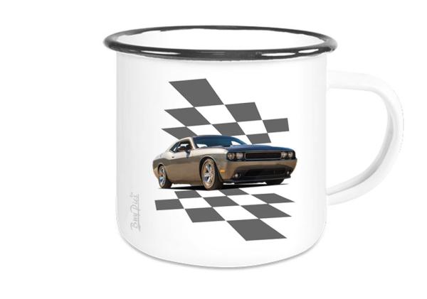 Emailletasse mit Motiv von Challenger & Charger ETaCh17