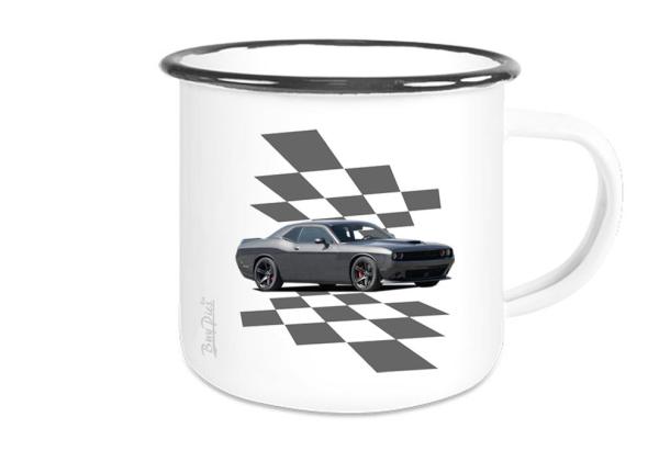 Emailletasse mit Motiv von Challenger & Charger ETaCh37