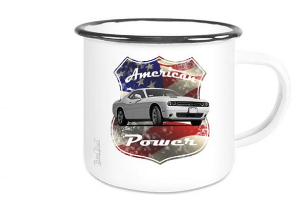 Emailletasse mit Motiv von Challenger & Charger ETaCh6