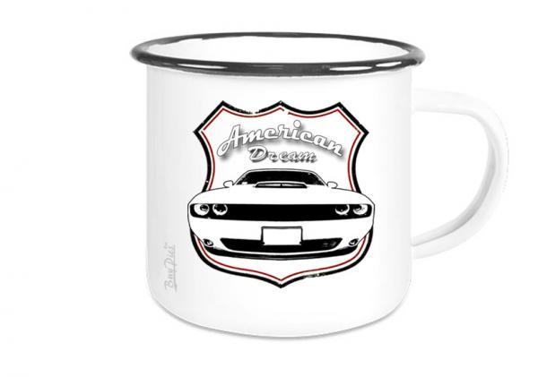 Emailletasse mit Motiv von Challenger & Charger ETaCh7