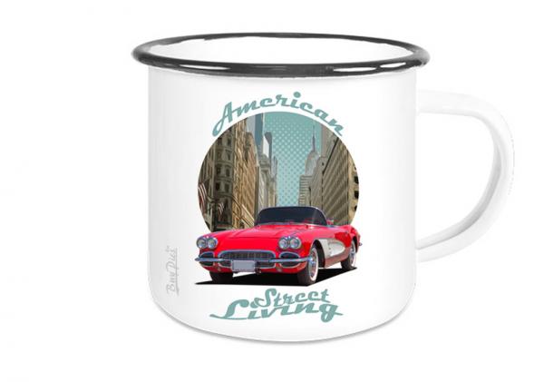 Emaille Tasse / Becher mit Motiv von Corvette ETaCo10