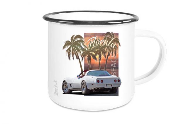 Emaille Tasse / Becher mit Motiv von Corvette ETaCo12