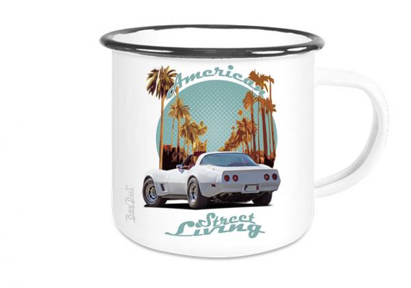 Emaille Tasse / Becher mit Motiv von Corvette ETaCo14