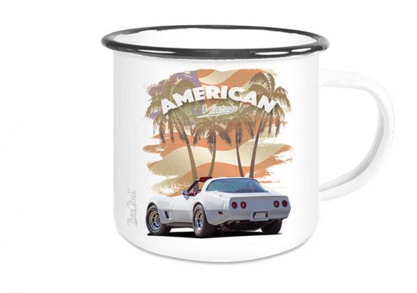Emaille Tasse / Becher mit Motiv von Corvette ETaCo15