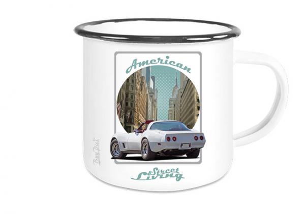Emaille Tasse / Becher mit Motiv von Corvette ETaCo16