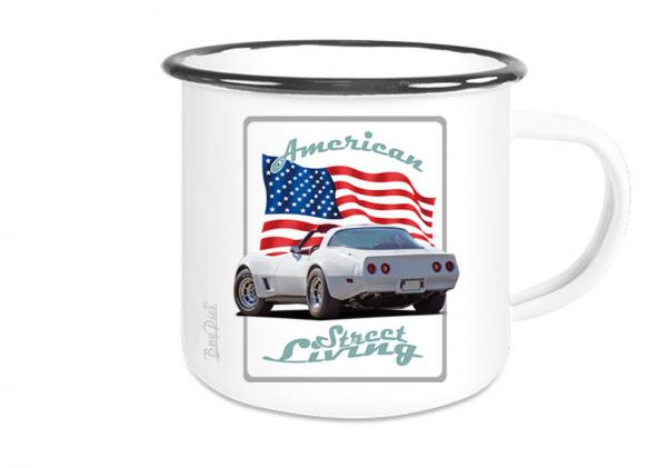 Emaille Tasse / Becher mit Motiv von Corvette ETaCo17
