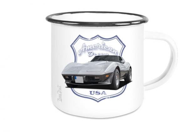 Emaille Tasse / Becher mit Motiv von Corvette ETaCo2