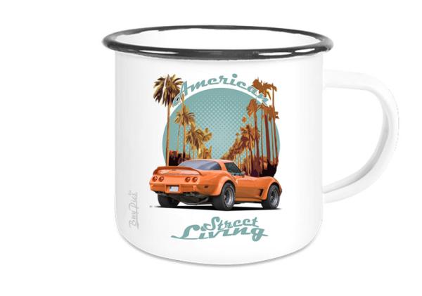 Emaille Tasse / Becher mit Motiv von Corvette ETaCo20