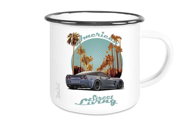 Emaille Tasse / Becher mit Motiv von Corvette ETaCo23