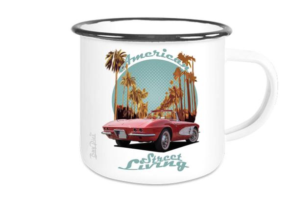 Emaille Tasse / Becher mit Motiv von Corvette ETaCo29