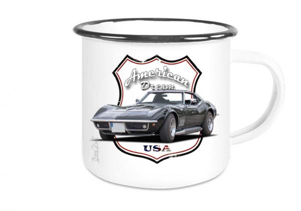 Emaille Tasse / Becher mit Motiv von Corvette ETaCo3