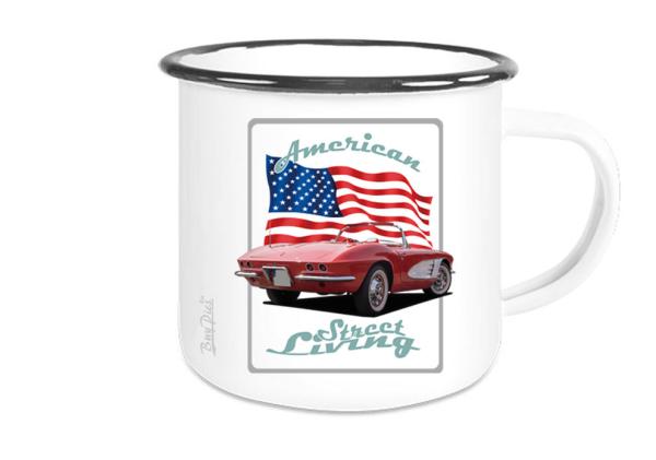 Emaille Tasse / Becher mit Motiv von Corvette ETaCo31