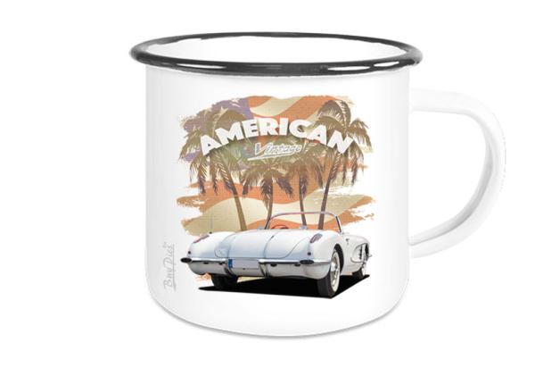 Emaille Tasse / Becher mit Motiv von Corvette ETaCo33