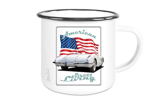Emaille Tasse / Becher mit Motiv von Corvette ETaCo34