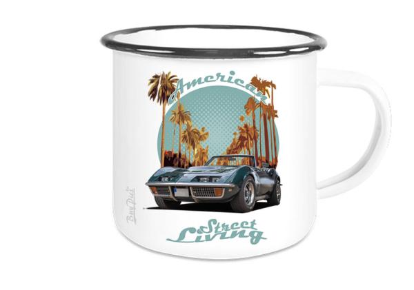 Emaille Tasse / Becher mit Motiv von Corvette ETaCo35