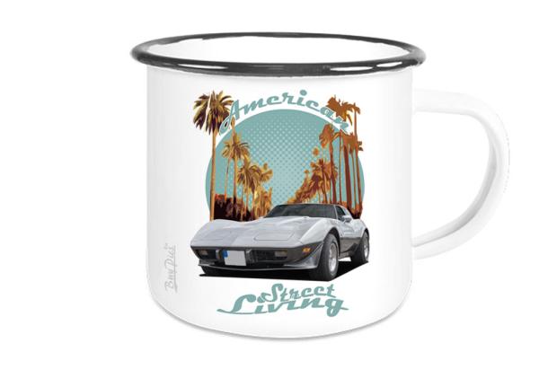 Emaille Tasse / Becher mit Motiv von Corvette ETaCo42