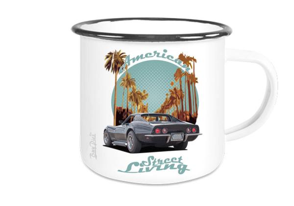 Emaille Tasse / Becher mit Motiv von Corvette ETaCo44