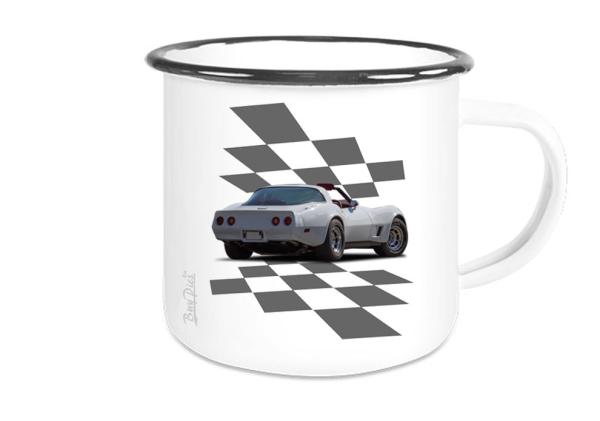 Emaille Tasse / Becher mit Motiv von Corvette ETaCo46