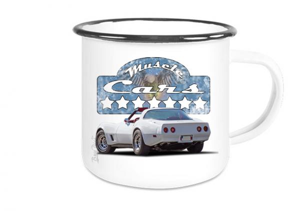 Emaille Tasse / Becher mit Motiv von Corvette ETaCo5