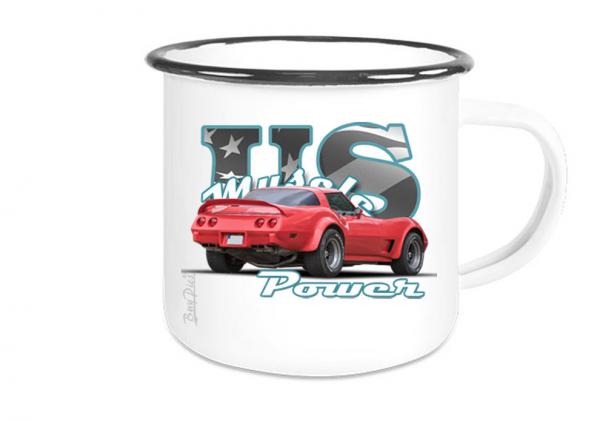 Emaille Tasse / Becher mit Motiv von Corvette ETaCo7