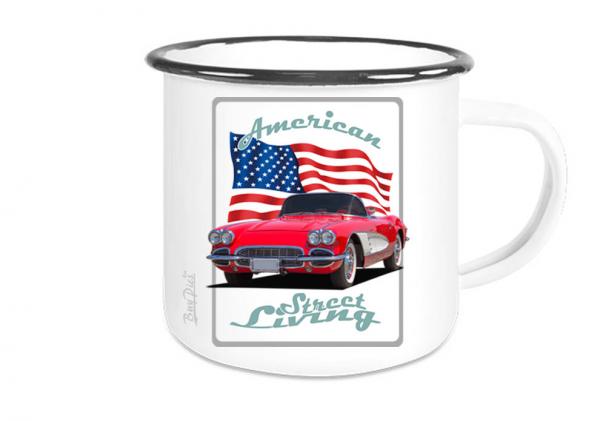Emaille Tasse / Becher mit Motiv von Corvette ETaCo8