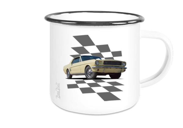 Emaille Tasse / Becher mit Motiv von Mustang ETaMu21