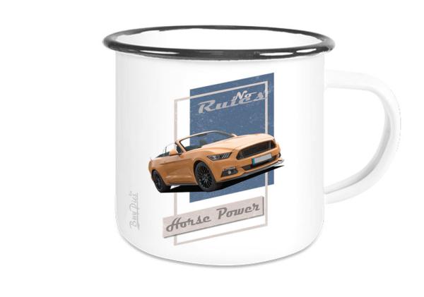 Emaille Tasse / Becher mit Motiv von Mustang ETaMu28