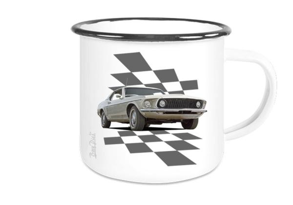 Emaille Tasse / Becher mit Motiv von Mustang ETaMu4