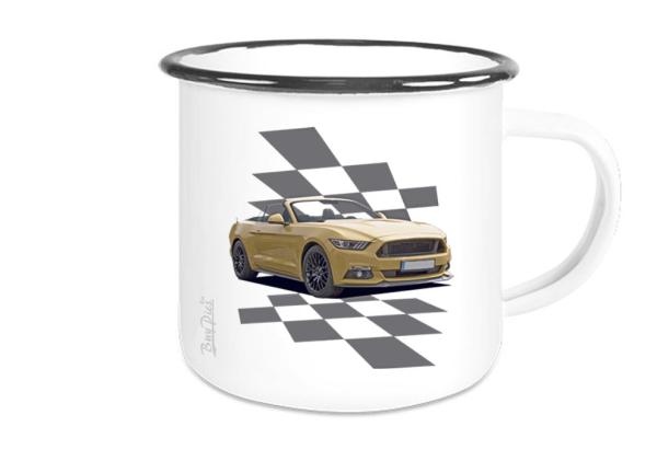 Emaille Tasse / Becher mit Motiv von Mustang ETaMu7