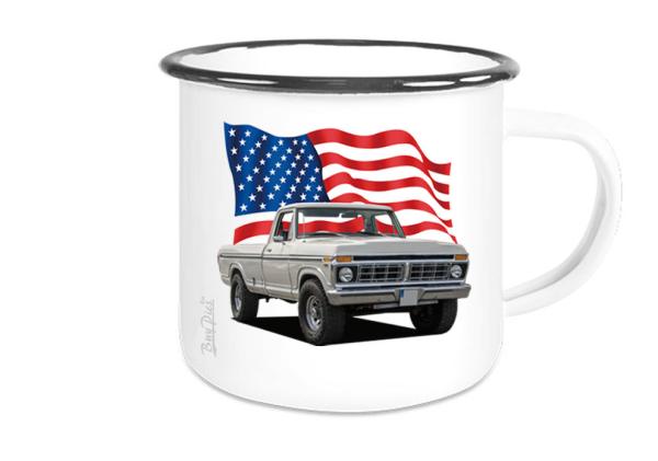 Emaille Tasse / Becher mit Motiv von Pickup ETaPu25
