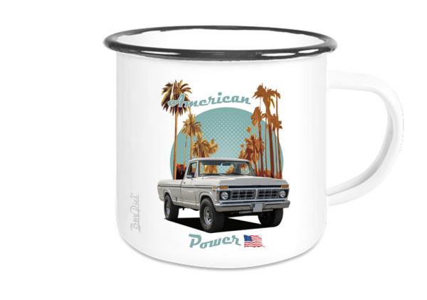 Emaille Tasse / Becher mit Motiv von Pickup ETaPu26