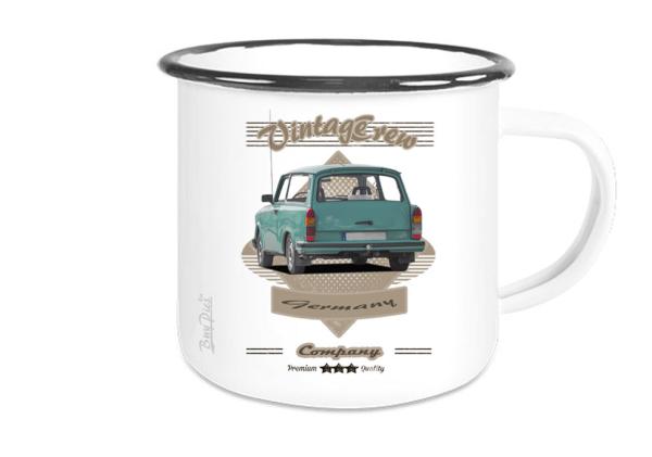 Emailletasse mit Motiv von Trabant ETaTr26