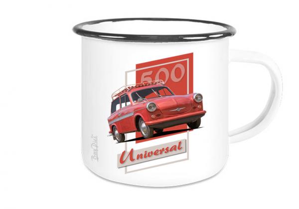 Emailletasse mit Motiv von Trabant ETaTr4